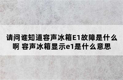 请问谁知道容声冰箱E1故障是什么啊 容声冰箱显示e1是什么意思